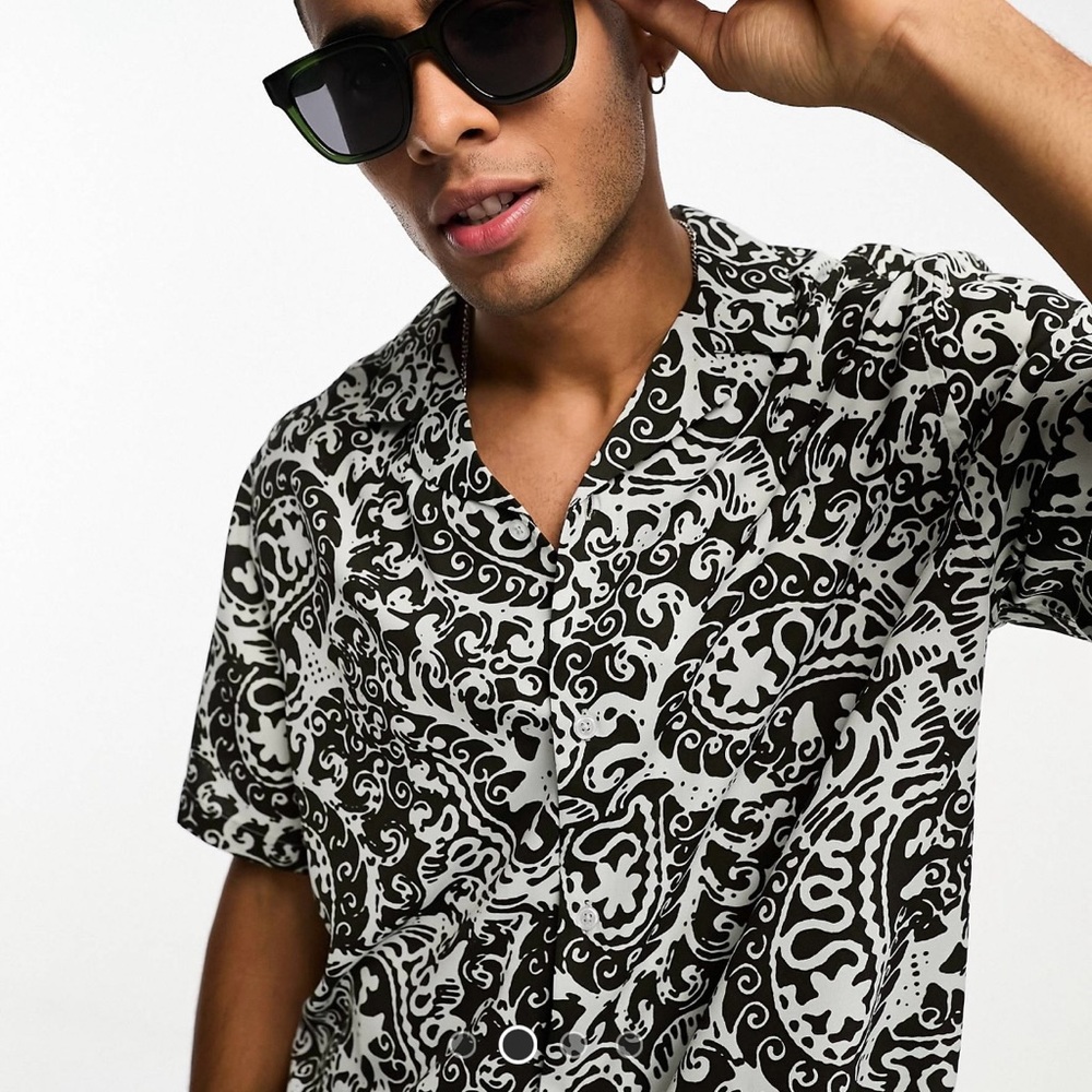 ASOS DESIGN relaxed revere shirt in paisley print